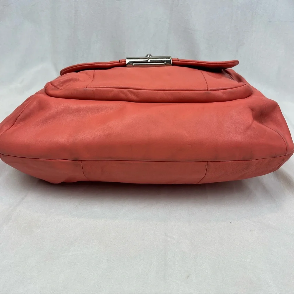 Coach Kristin F22309 Coral Pink Large Smooth Soft Leather Hobo Shoulder Bag - Picture 6 of 12